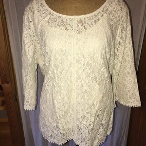 Boho white lace top.